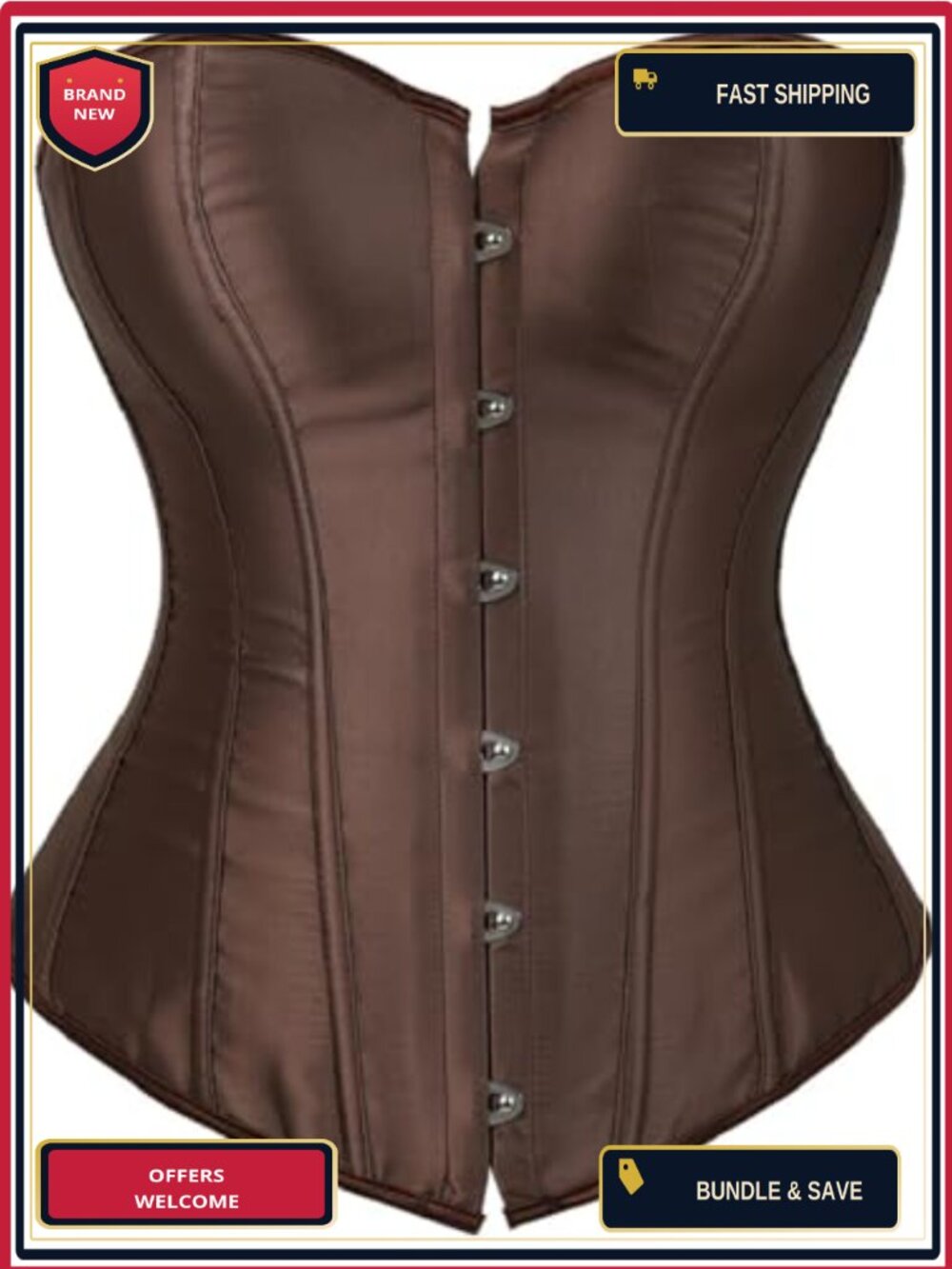 Women's Overbust Corset Satin Lace-Up Renaissance Gothic Costume Bustier